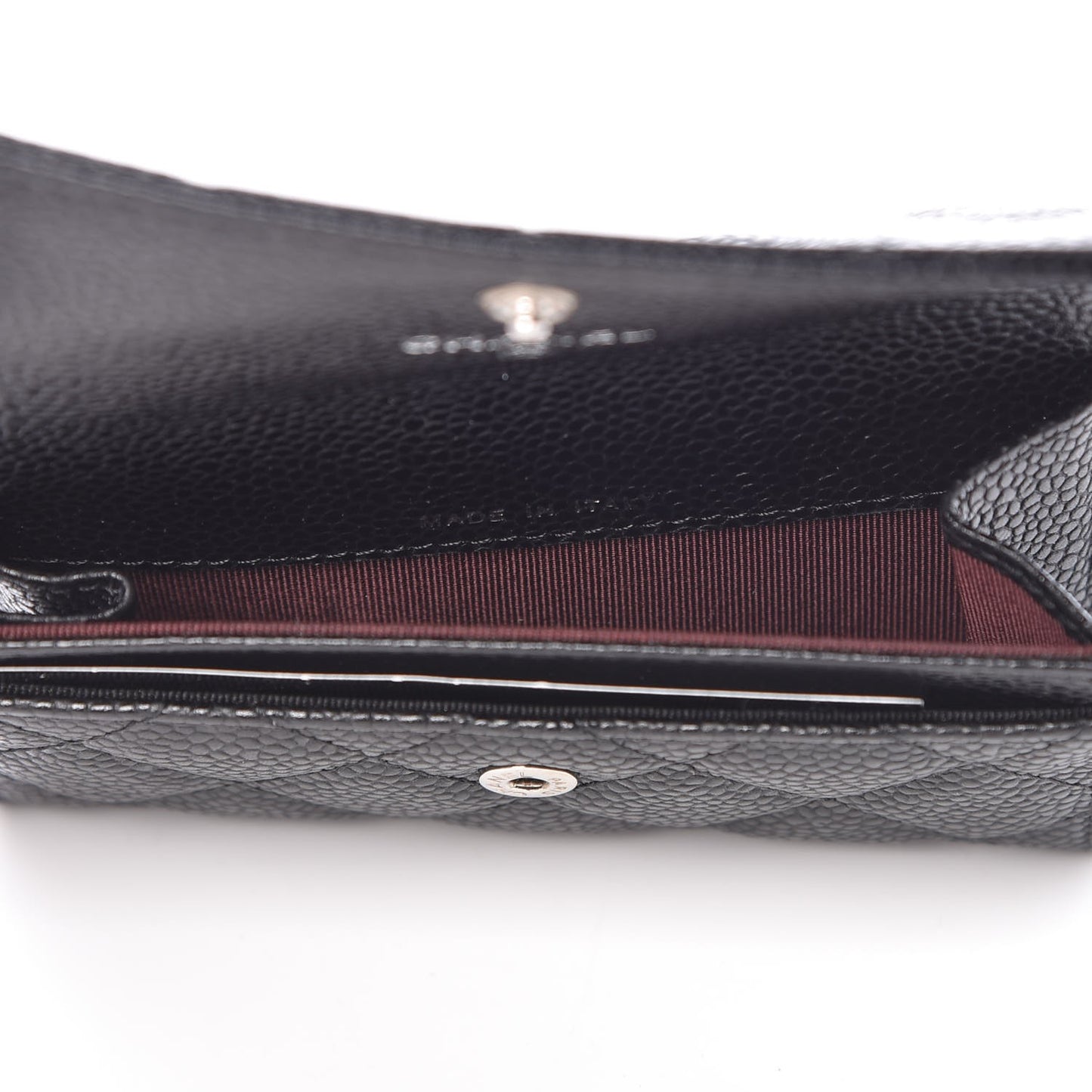 Caviar Quilted Flap Card Holder Black