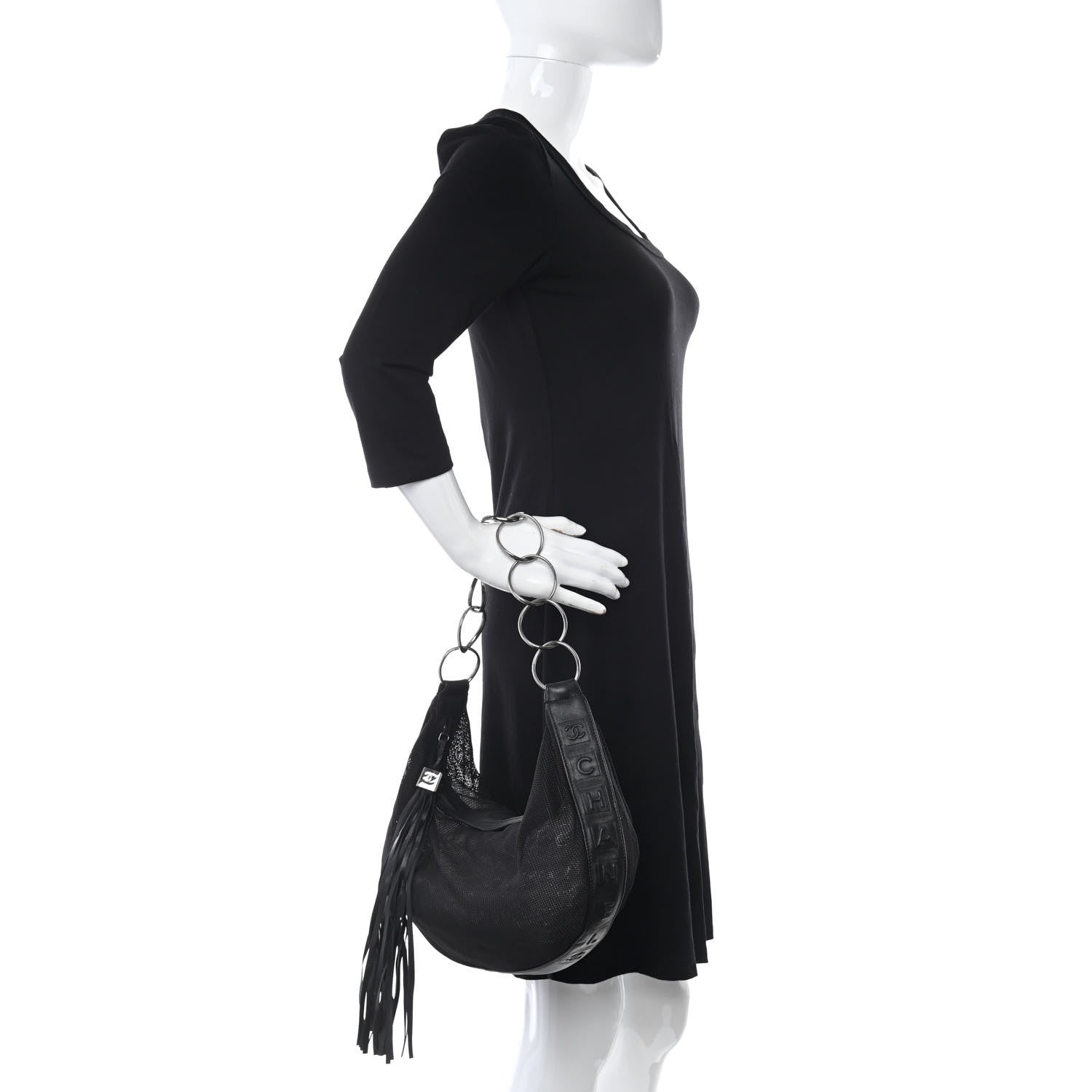 Chanel Mesh Calfskin Sport Tassel Hobo Black 2 of 13