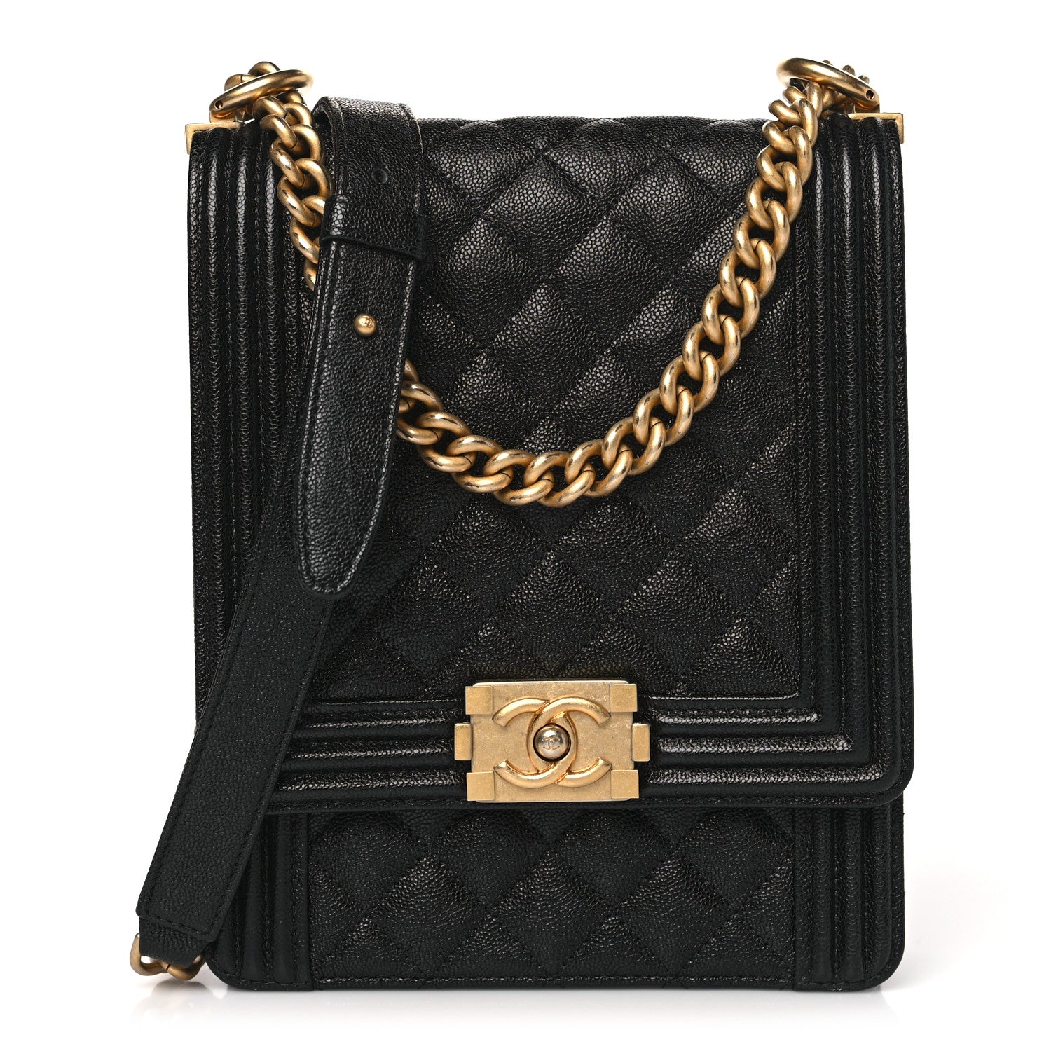 Chanel Caviar Quilted North South Boy Flap Black 1 of 9