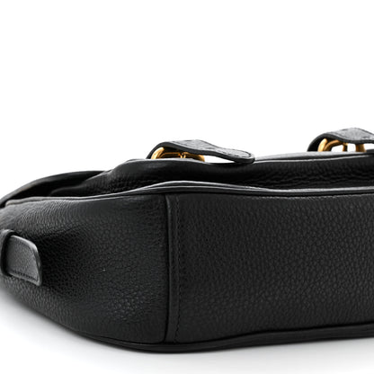 Prada Vitello Daino Double Buckle Messenger Bag Black 9 of 10