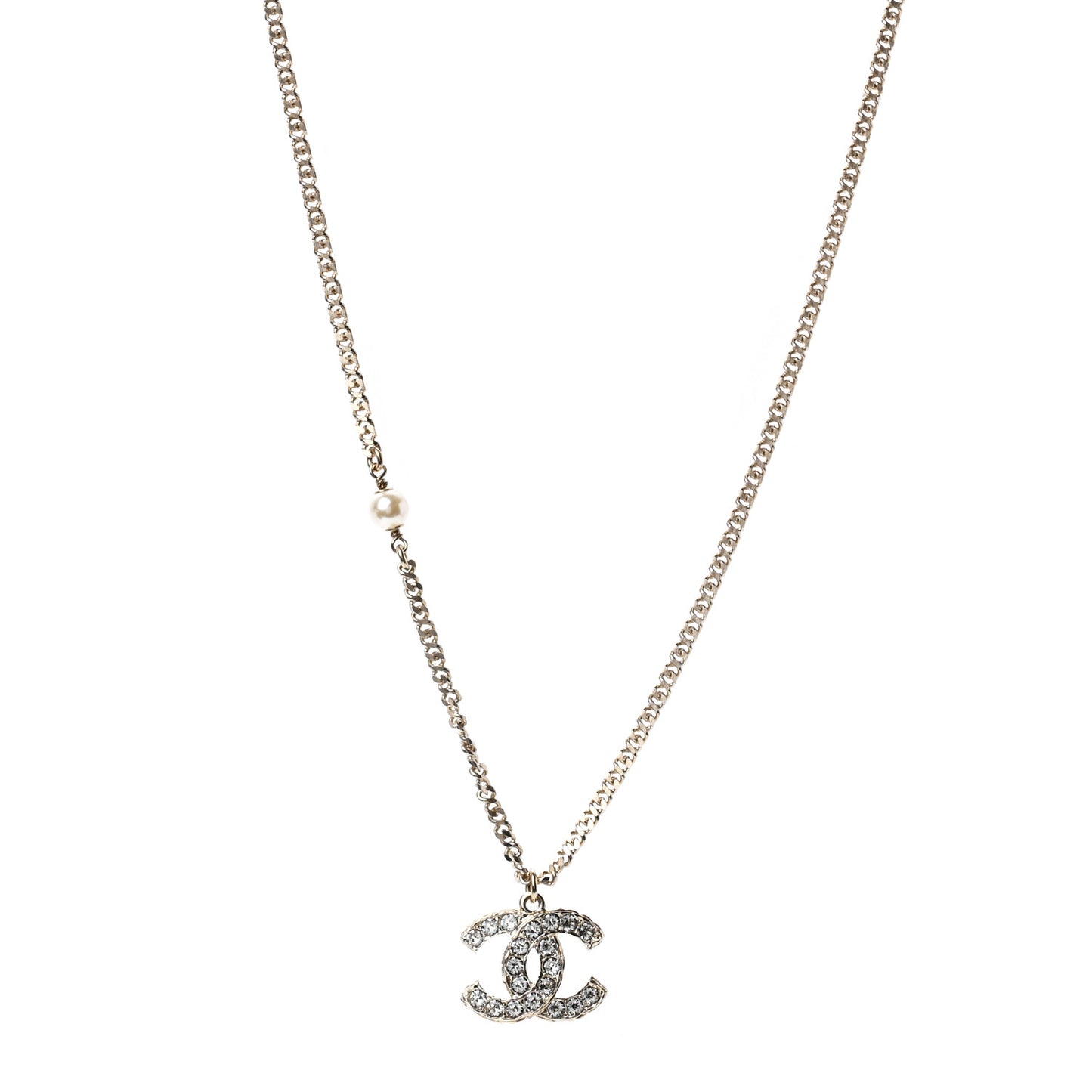 Crystal CC Pendant Necklace Gold