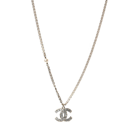 Chanel Crystal CC Pendant Necklace Gold 1 of 6