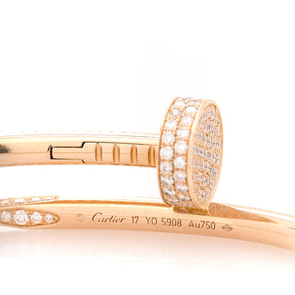 Cartier 18K Pink Gold Diamond Juste Un Clou Paved Bracelet 17 3 of 4