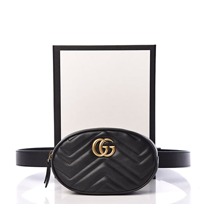 Gucci Calfskin Matelasse GG Marmont Belt Bag 95 38 Black 13 of 13