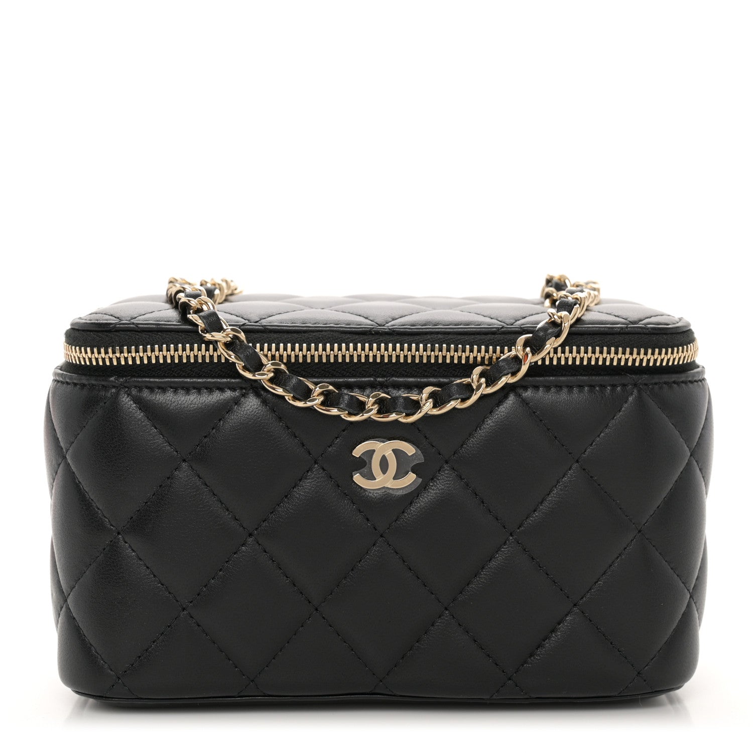 Chanel Lambskin Quilted Small Vanity Case With Chain Black 1 of 10