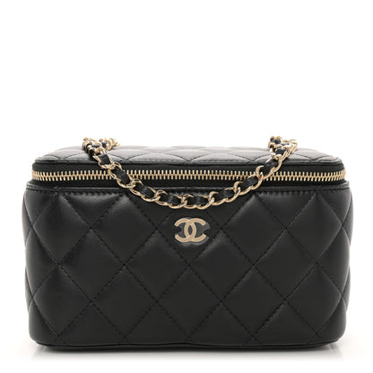 Chanel Lambskin Quilted Small Vanity Case With Chain Black 1 of 10