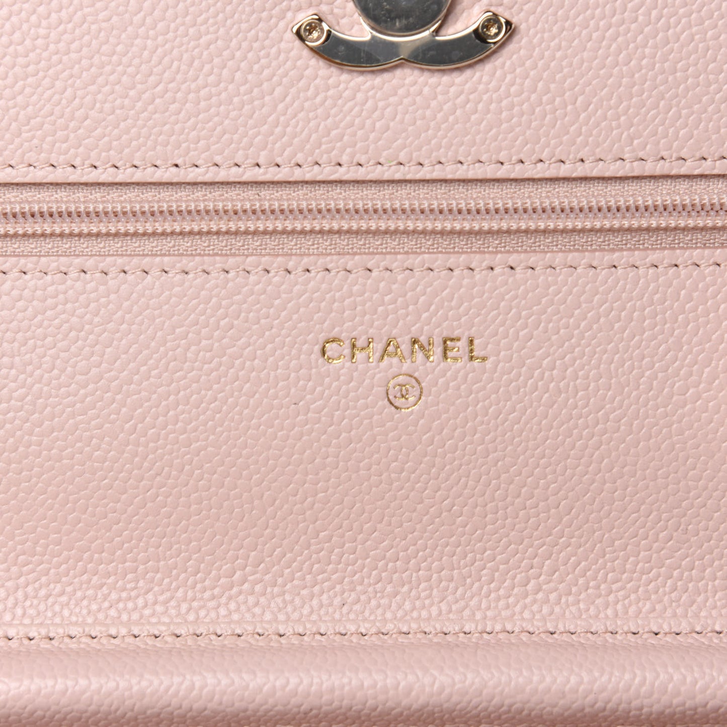 Caviar Quilted Enamel Wallet on Chain WOC Light Pink