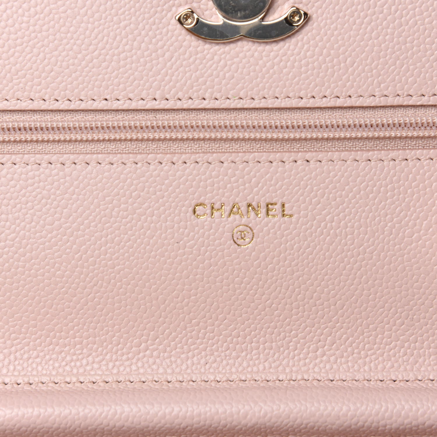 Chanel Caviar Quilted Enamel Wallet on Chain WOC Light Pink 8 of 12