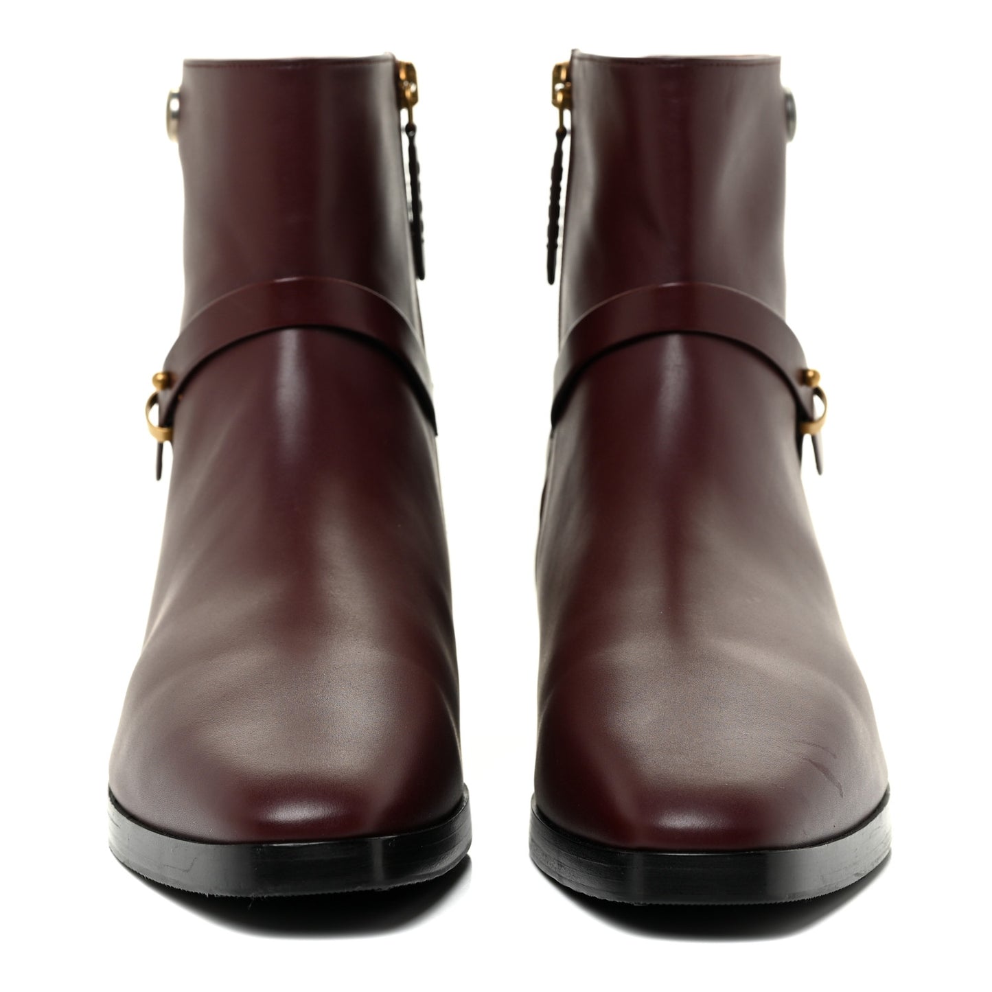 Calfskin Womens GG Ankle Boots 38.5 Vintage Bordeaux