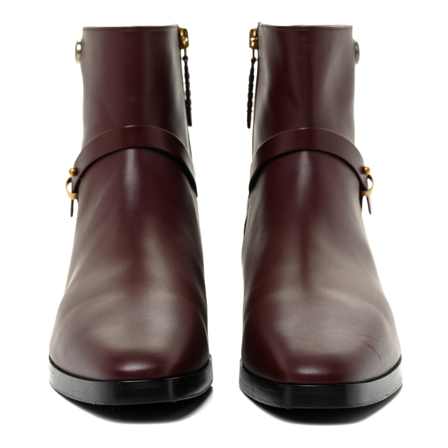 Gucci Calfskin Womens GG Ankle Boots 38.5 Vintage Bordeaux 2 of 20