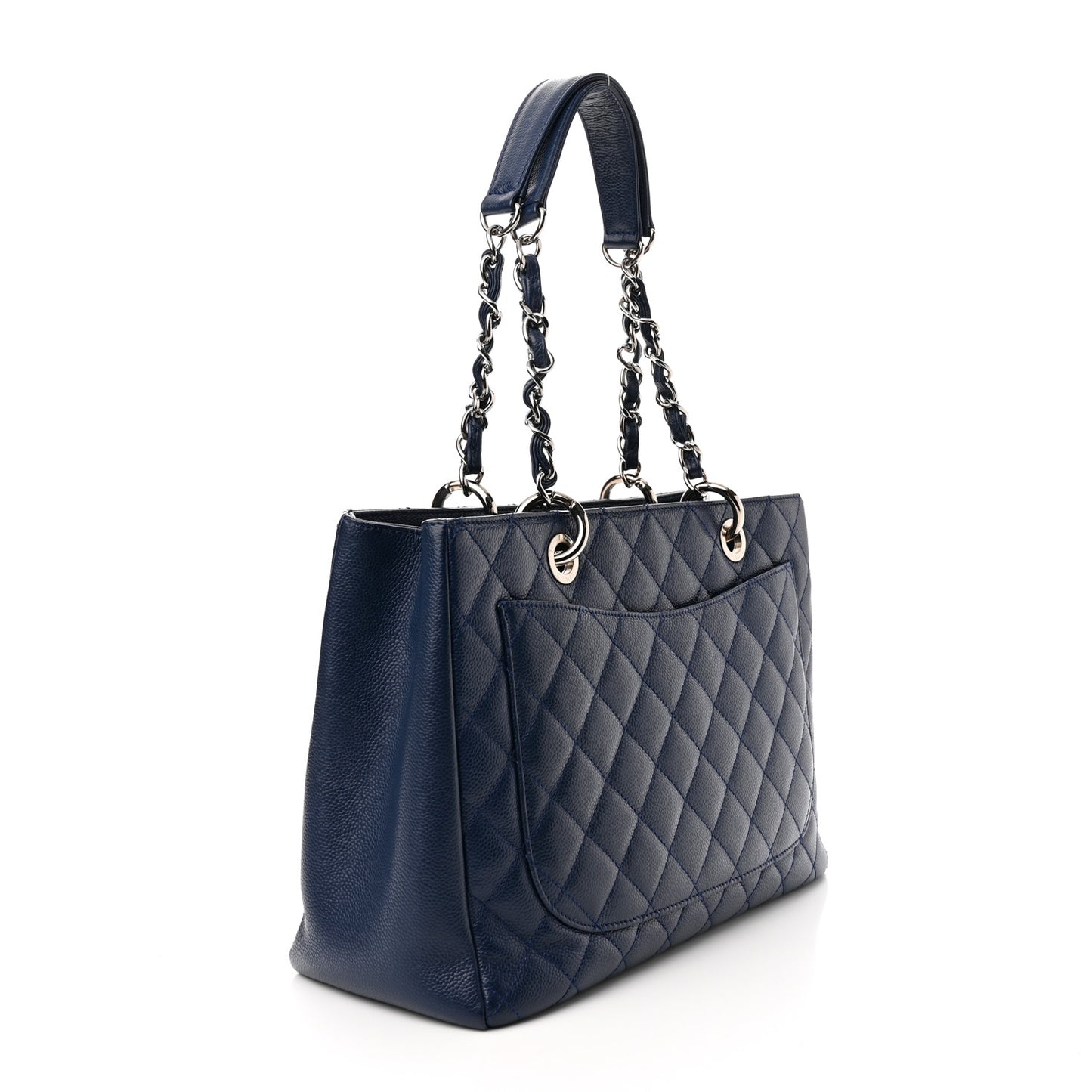 Caviar Quilted Grand Shopping Tote GST Dark Navy Blue