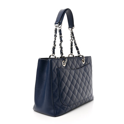 Chanel Caviar Quilted Grand Shopping Tote GST Dark Navy Blue 3 of 11