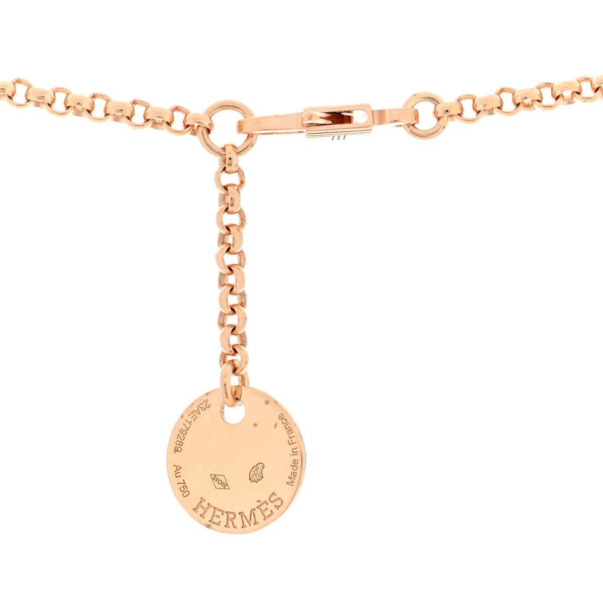 Hermes 18K Rose Gold Diamond PM Kelly Clochette Necklace 4 of 4