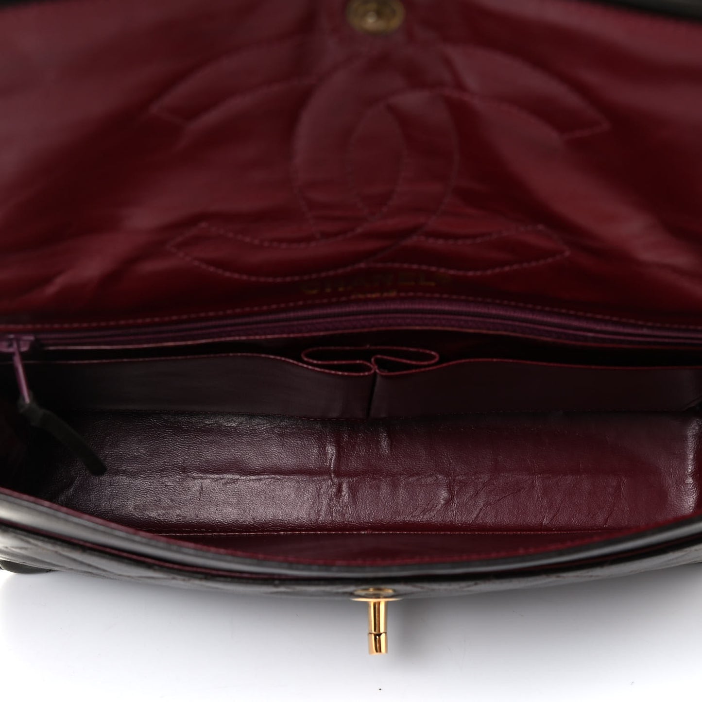 Lambskin Quilted Medium Double Flap Dark Brown