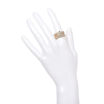 Chanel Crystal Enamel CC Ring 7 Gold 2 of 5