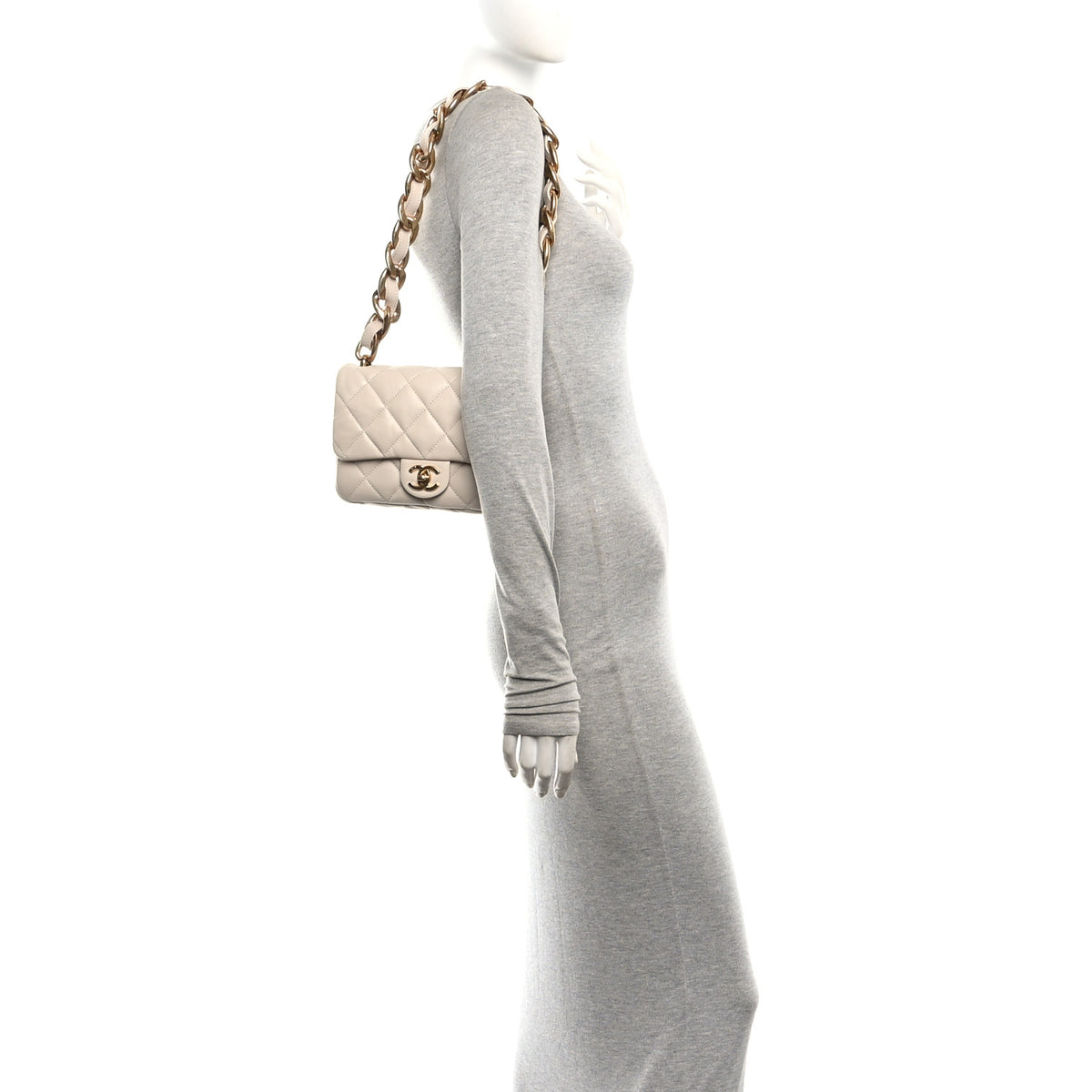 Lambskin Quilted Small CC Funky Town Flap Beige