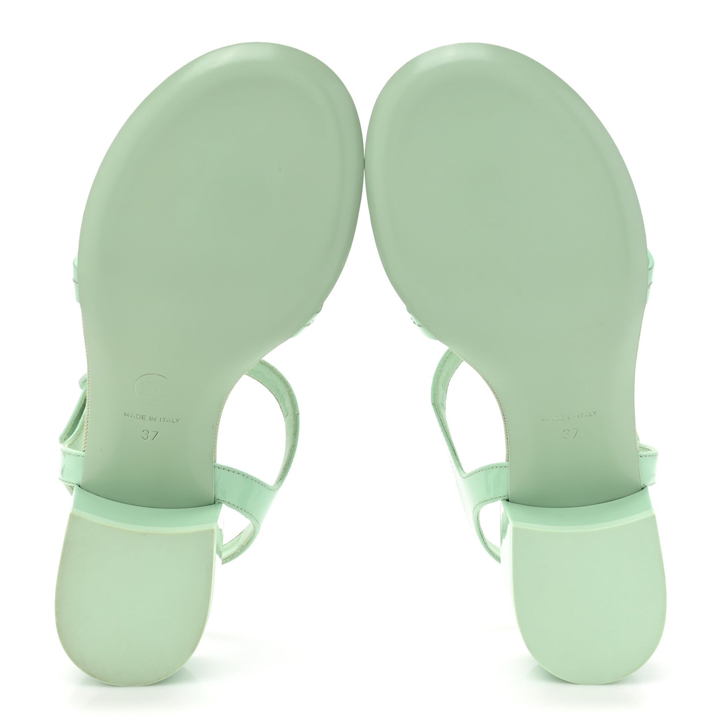 Patent CC Logo Thong Sandals 37 Green
