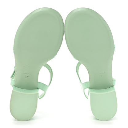 Chanel Patent CC Logo Thong Sandals 37 Green 5 of 9