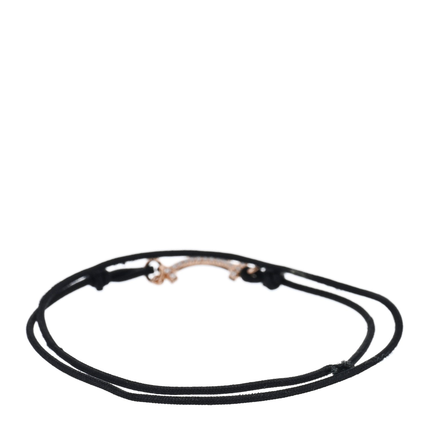 Tiffany 18K Rose Gold Diamond Mini T Smile Cord Bracelet 2 of 4