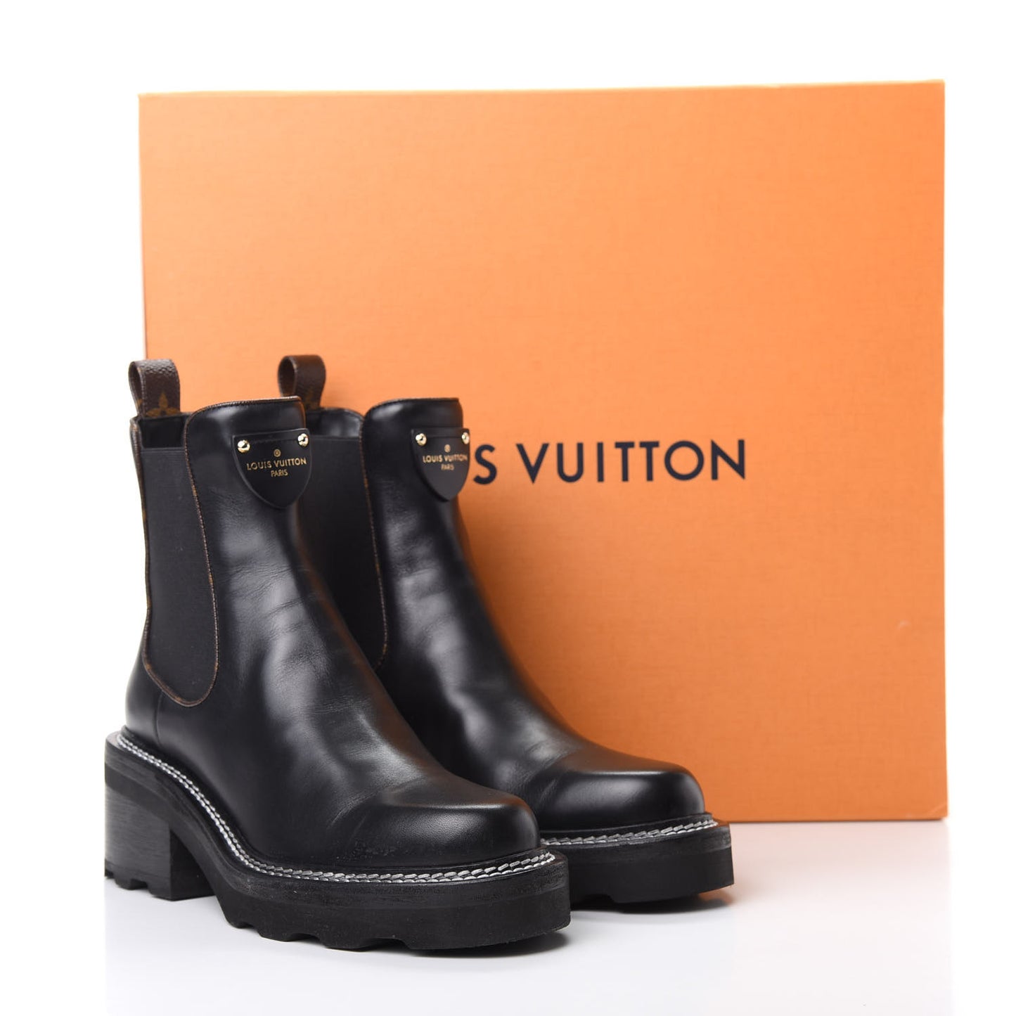 Calfskin Monogram Beaubourg Ankle Boots 38.5 Black