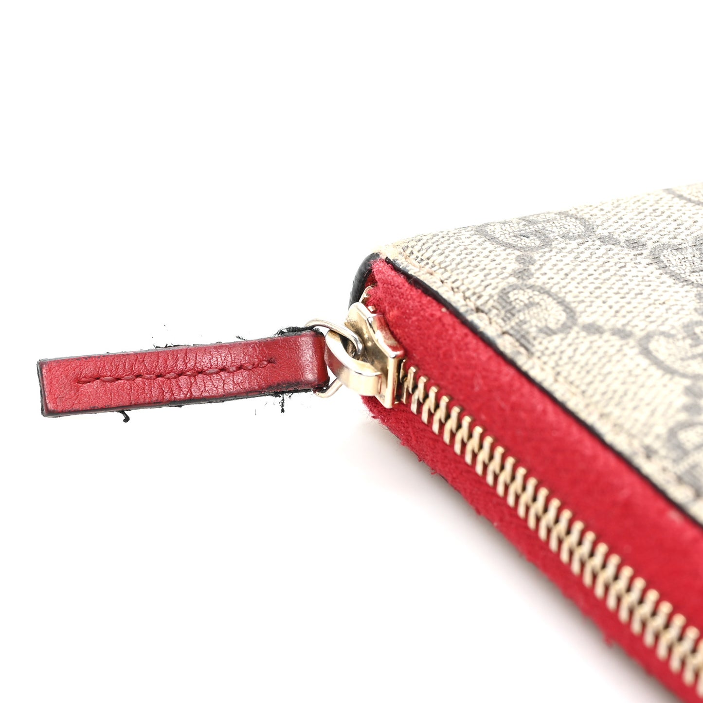 GG Supreme Monogram Nice Zip Around Wallet Tabasco Red