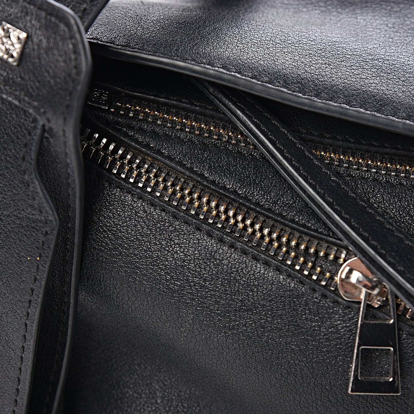 Calfskin Zipper Puzzle Bag Black