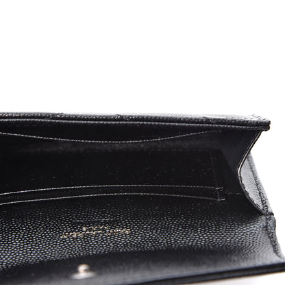 Saint Laurent Grain De Poudre Matelasse Chevron Small Monogram Envelope Wallet Black 4 of 8