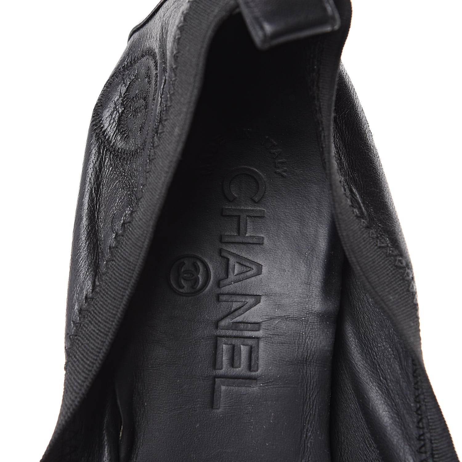Chanel Lambskin Patent CC Elastic Pumps 38 Black 7 of 10