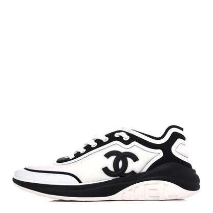 Chanel Lycra Womens CC Sneakers 39 White Black 1 of 10