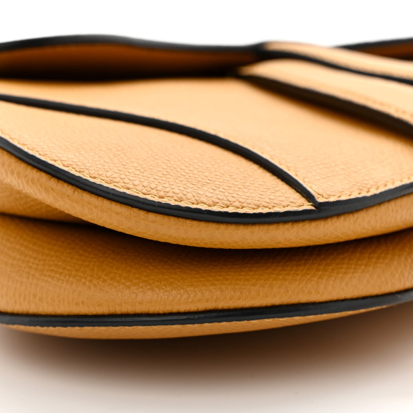Grained Calfskin Mini Saddle Bag Dark Yellow
