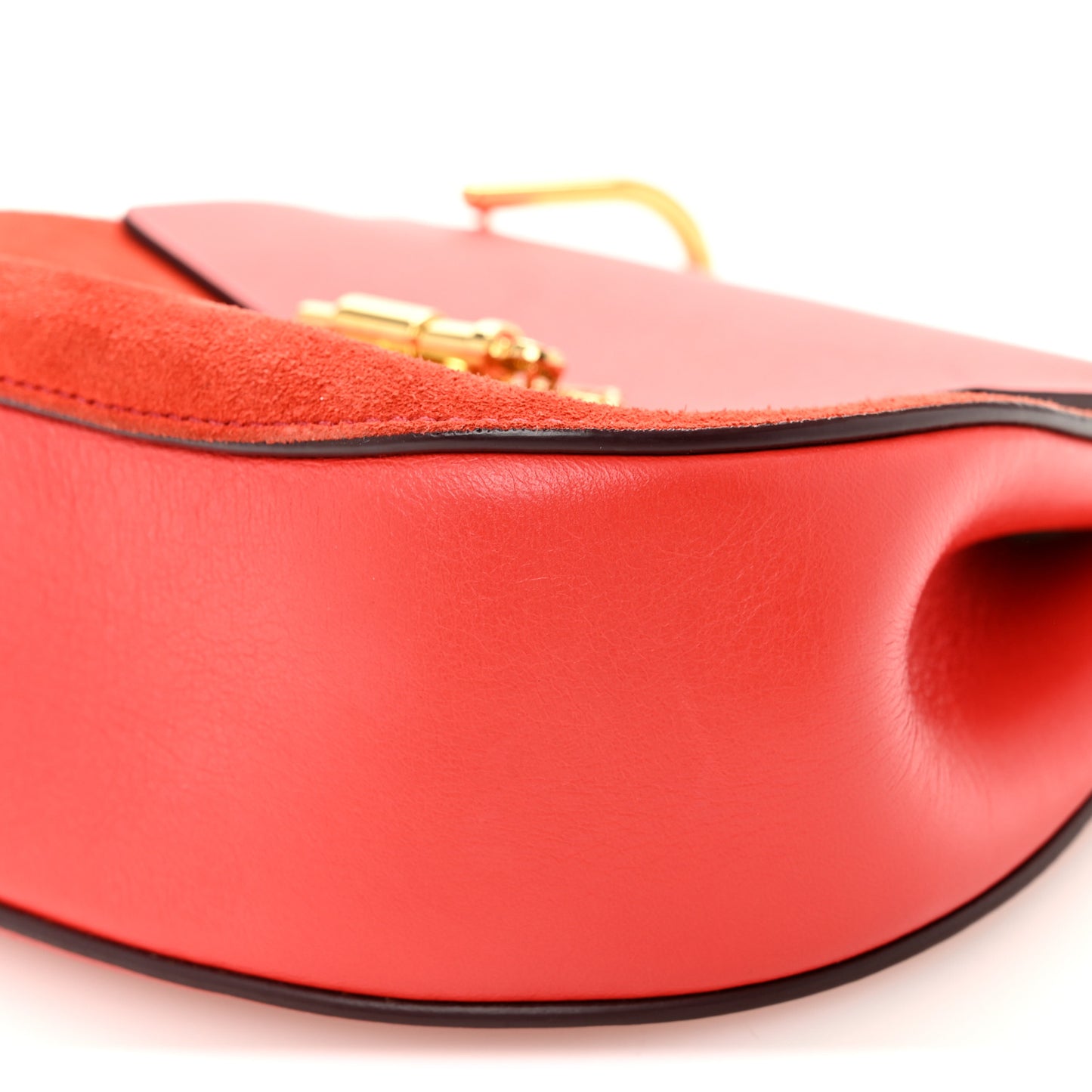 Lambskin Suede Calfskin Mini Drew Shoulder Bag Red