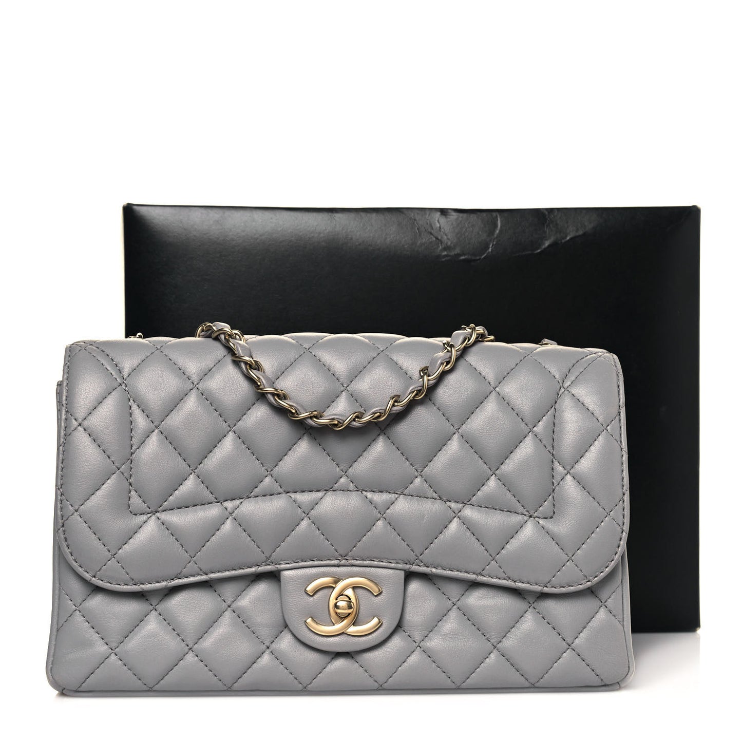 Lambskin Quilted Medium Mademoiselle Chic Flap Gris