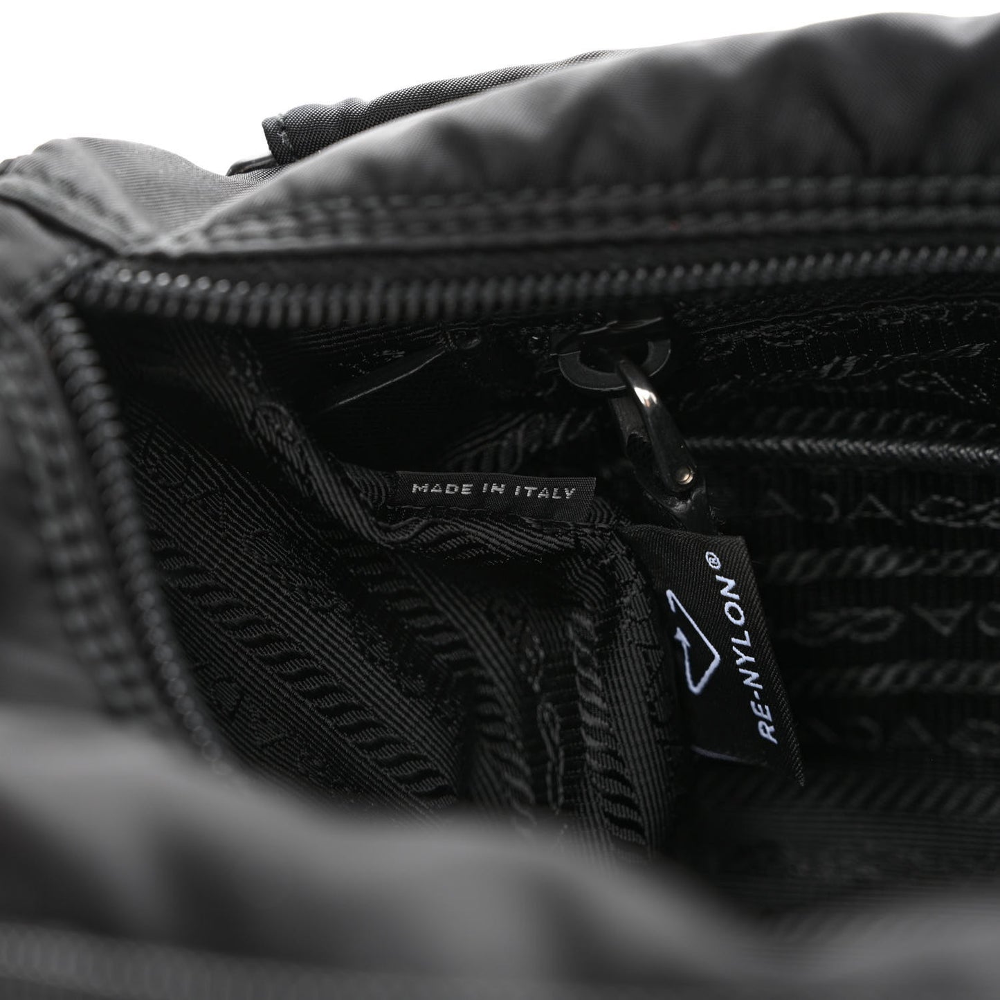 Re-Nylon Vela Saffiano Pocket Double Buckle Messenger Shoulder Bag Black