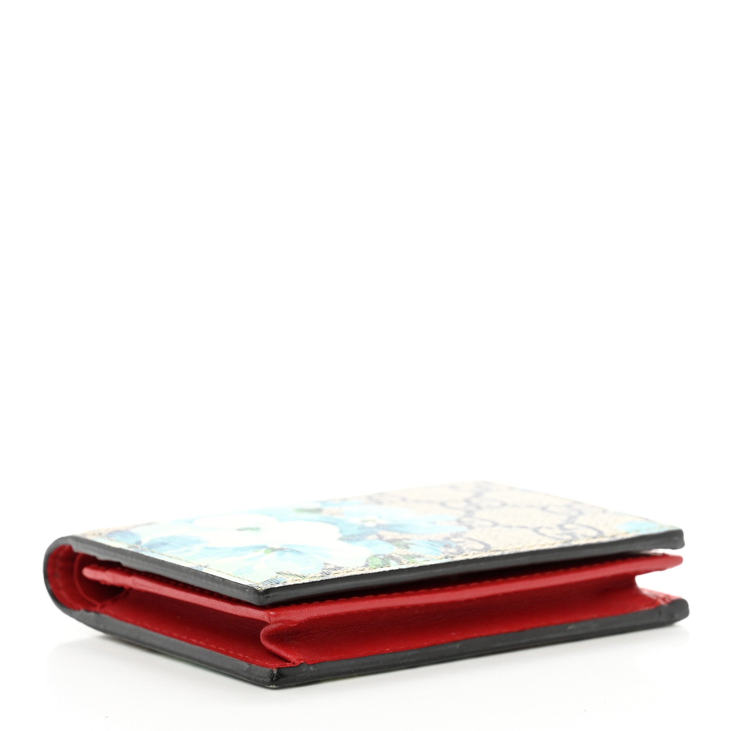 Gucci GG Supreme Monogram Blooms Card Case Beige Blue Navy Hibiscus Red 4 of 12