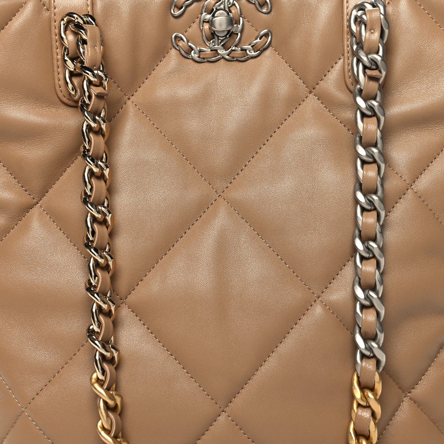 Chanel Lambskin Quilted Chanel 19 Shopping Bag Beige 8 of 10