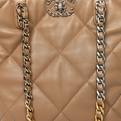 Chanel Lambskin Quilted Chanel 19 Shopping Bag Beige 8 of 10