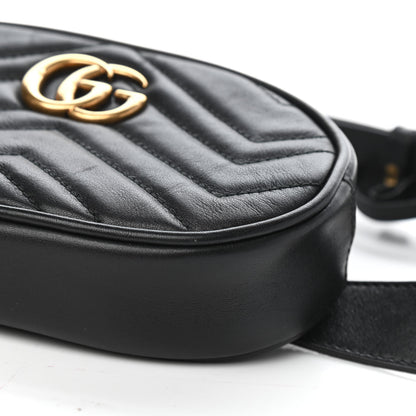 Gucci Calfskin Matelasse GG Marmont Belt Bag 85 34 Black 10 of 11