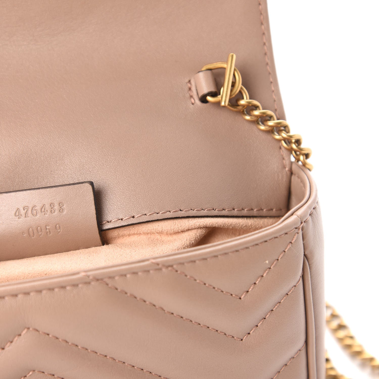 Gucci Calfskin Matelasse Super Mini GG Marmont Shoulder Bag Porcelain Rose 9 of 10