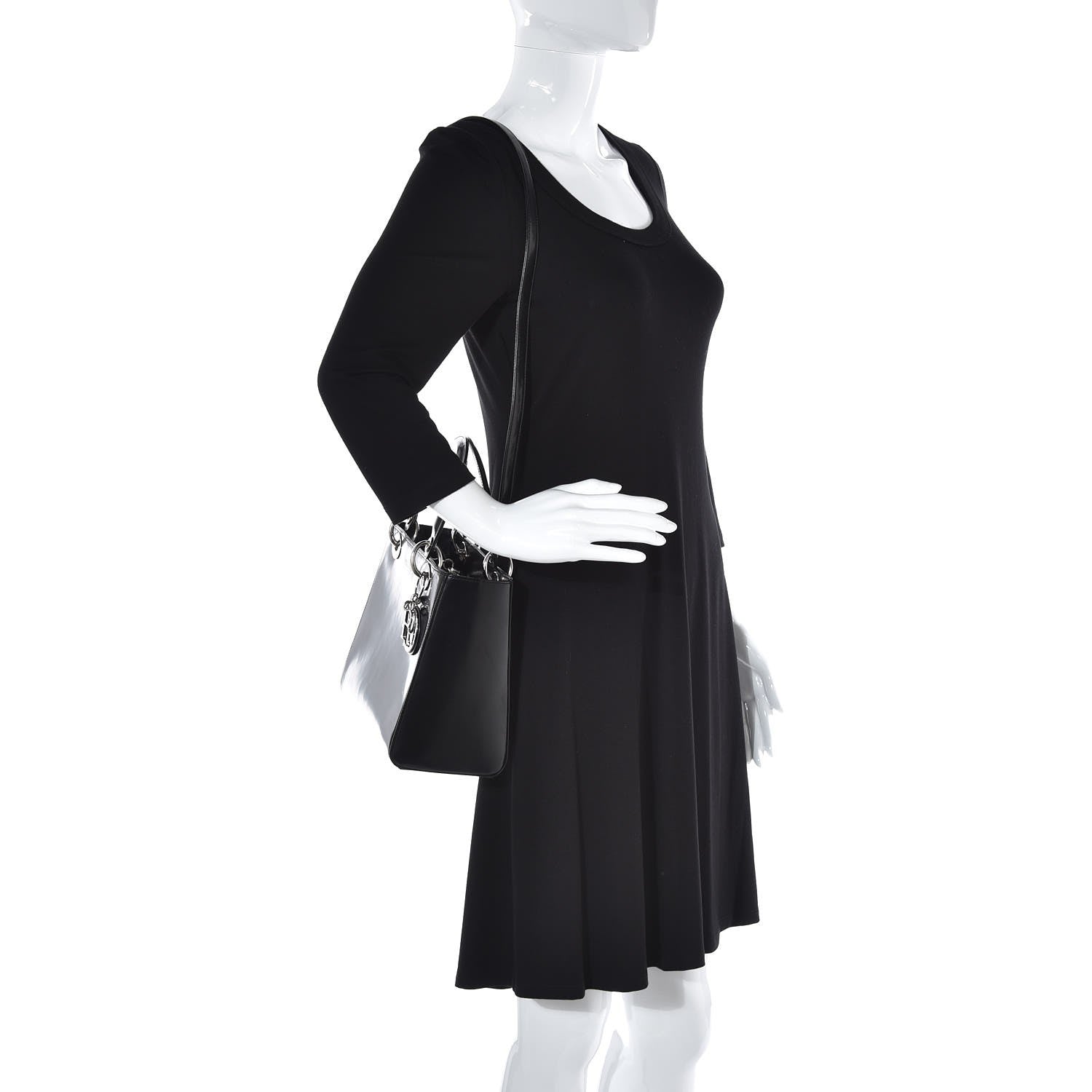 Christian Dior Glazed Calfskin Medium Lady Dior Black 3 of 8