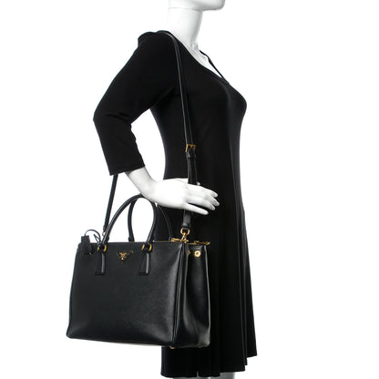 Prada Saffiano Medium Galleria Double Zip Tote Black 2 of 12