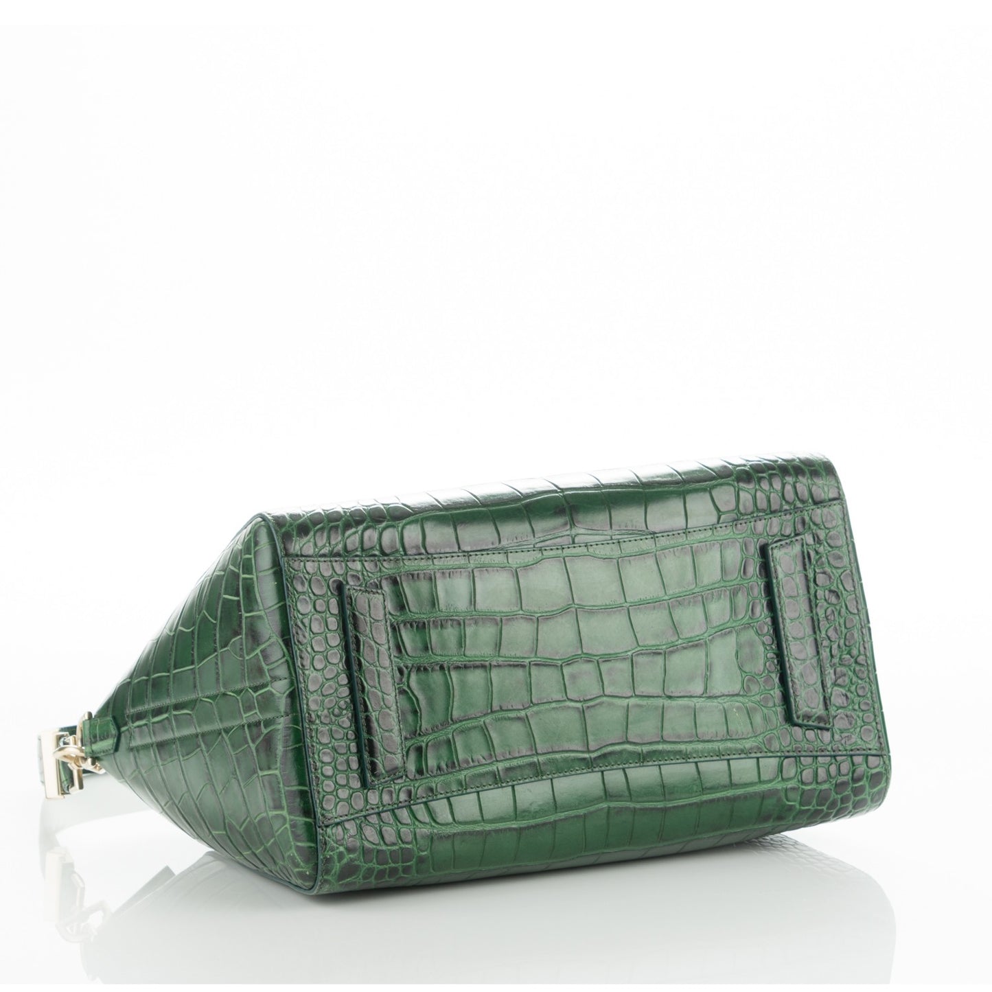 Calfskin Crocodile Embossed Medium Antigona Emerald