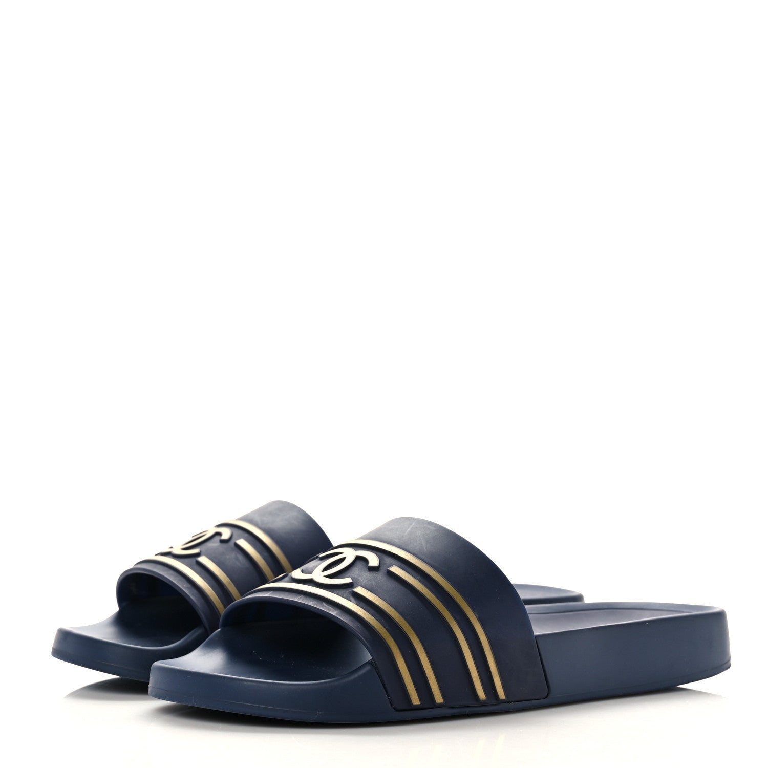 Chanel PVC CC Mules Sandals 39 Navy Gold 3 of 10