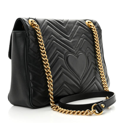 Gucci Calfskin Matelasse Medium GG Marmont Shoulder Bag Black 3 of 10