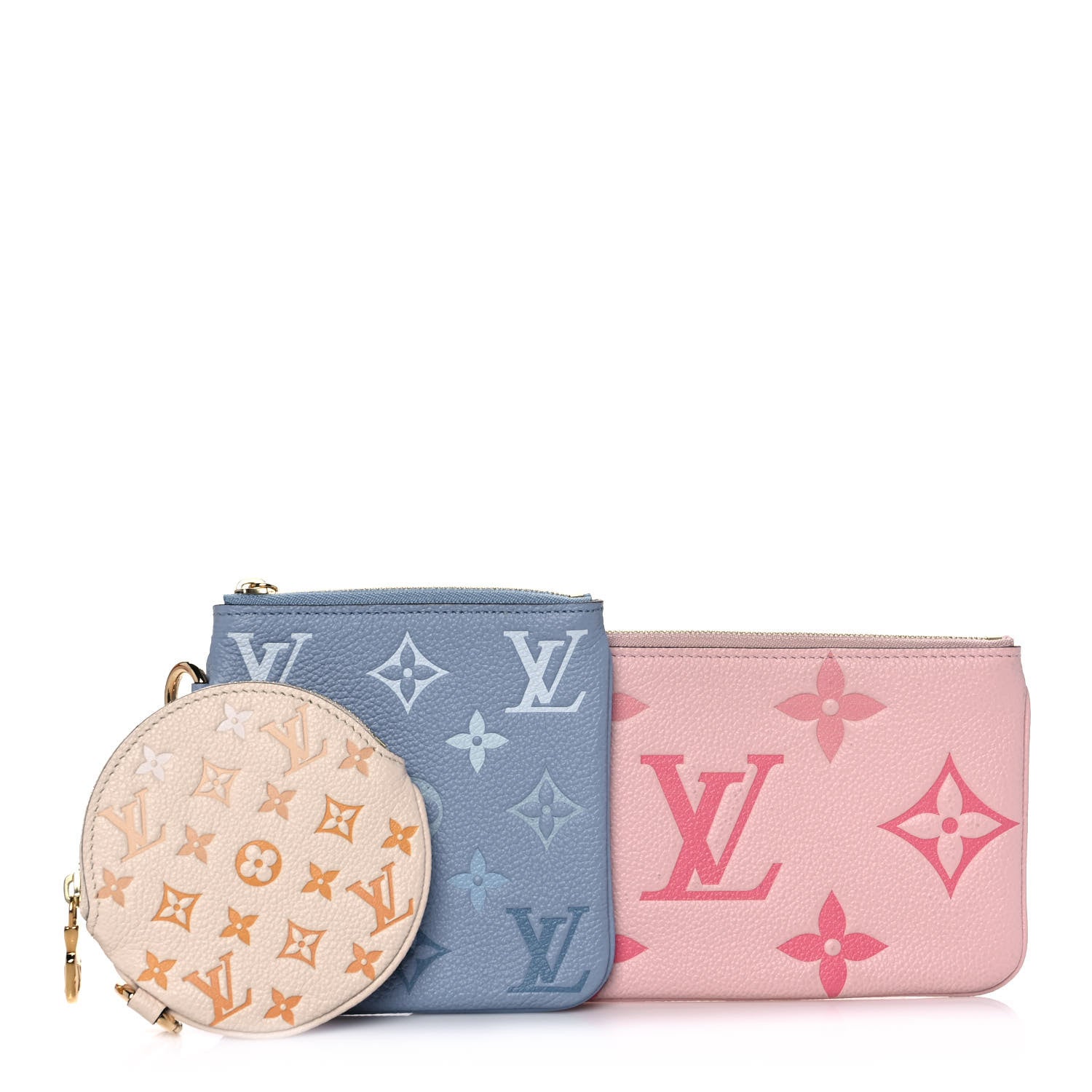 Louis Vuitton Empreinte Monogram Giant By The Pool Trio Pouch Rosebud Summer Blue Cream Saffron 1 of 11