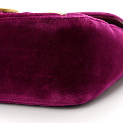 Gucci Velvet Matelasse Embroidered Small GG Marmont Shoulder Bag Fuchsia Violet Cyclamen 10 of 10