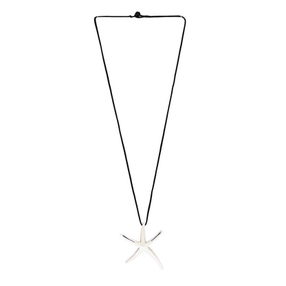 Tiffany Sterling Silver 42mm Elsa Peretti Starfish Pendant Cord Necklace 3 of 4