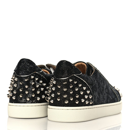 Christian Louboutin Crosta CometeSpikes Womens Vieira 2 Flat Crosta Comete Sneakers 40 Black Silver 4 of 9