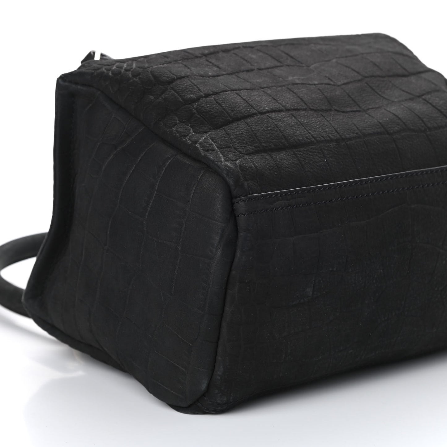 Nubuck Crocodile Embossed Small Pandora Black