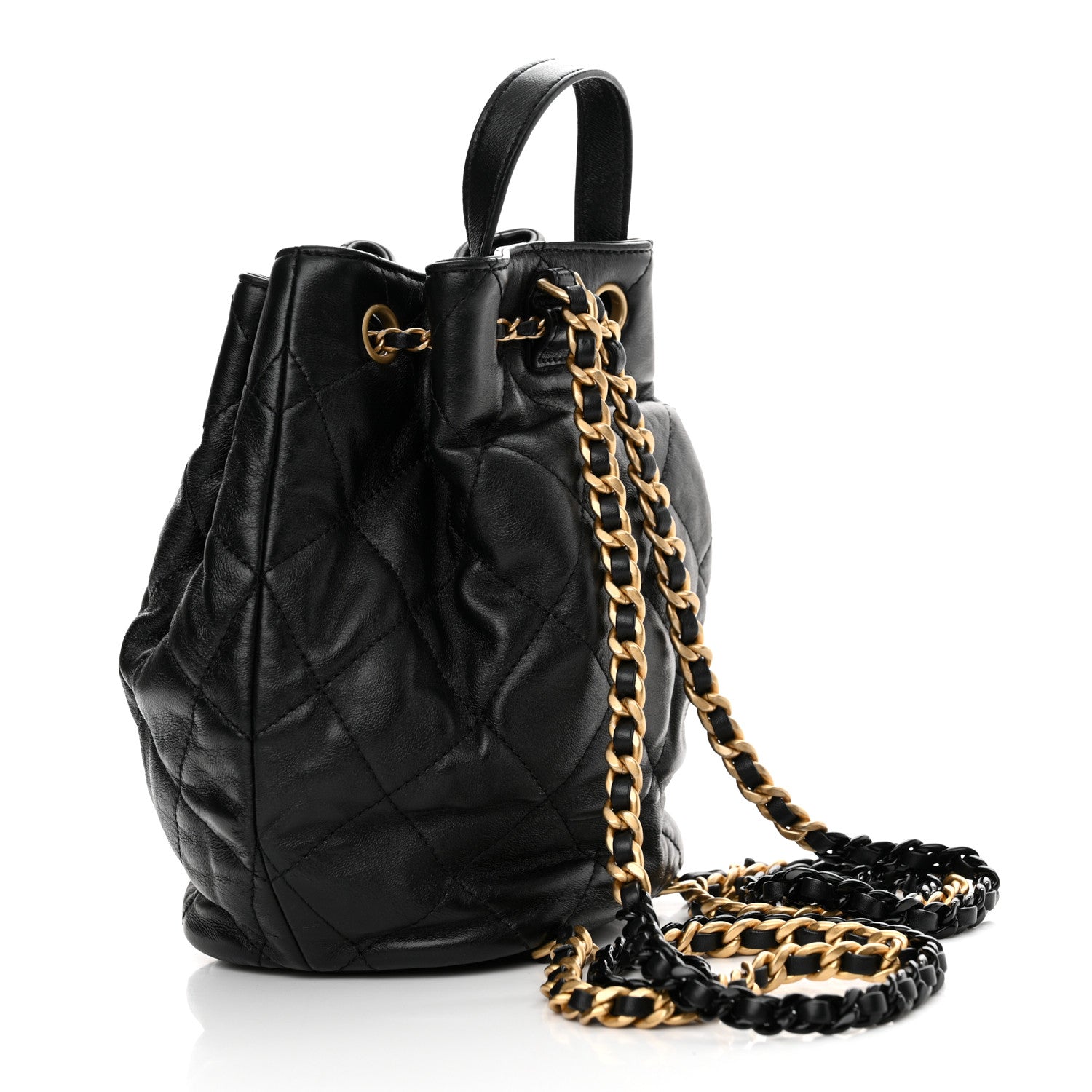 Chanel Calfskin Quilted CC Chain Bucket Backpack Black 3 of 12