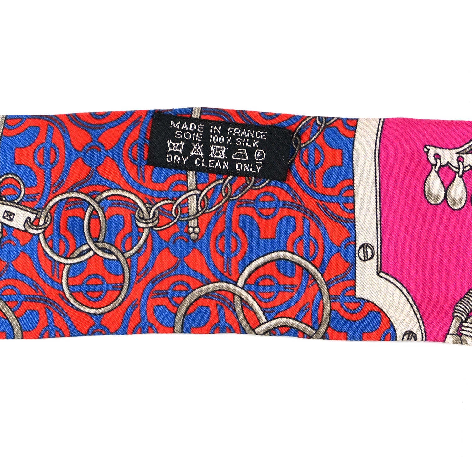 Hermes Silk Mors Et Gourmettes Remix Twilly Fuchsia Bleu Corail 4 of 4
